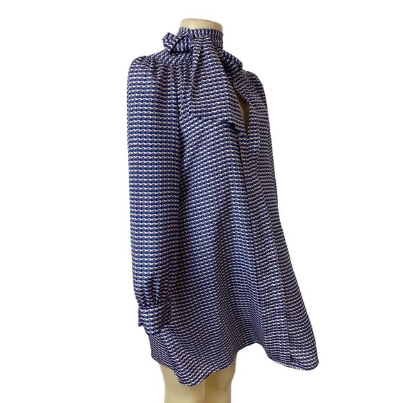 CeCe By Cynthia Steffe Womens Patterned Bow Tie Neck Dress Size 2 - Picture 2 of 8